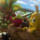 Kids and Mamba cartoon characters riding a tropical rollercoaster.