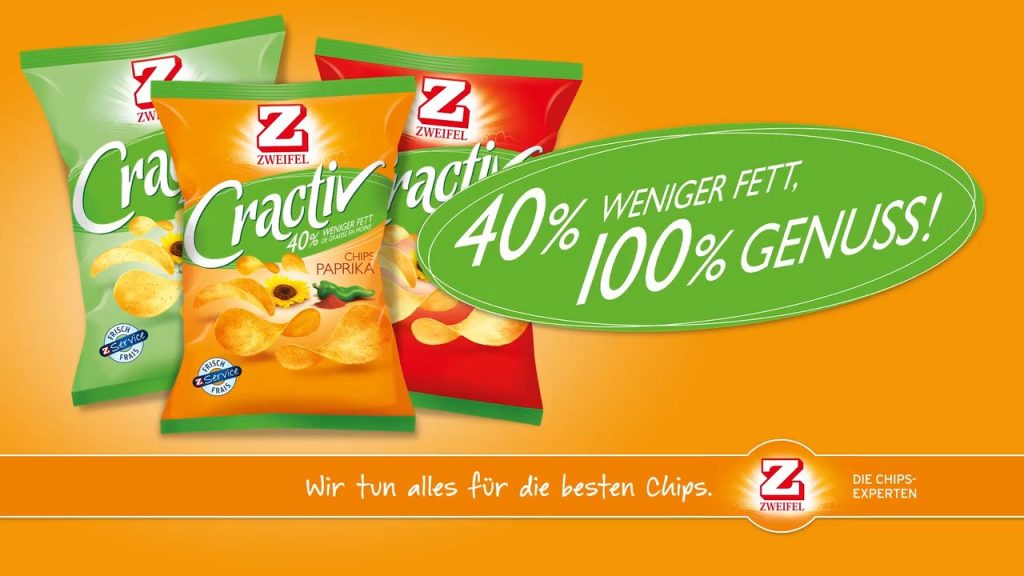 Product rendering of Zweifel "Cractiv" potato-chips.