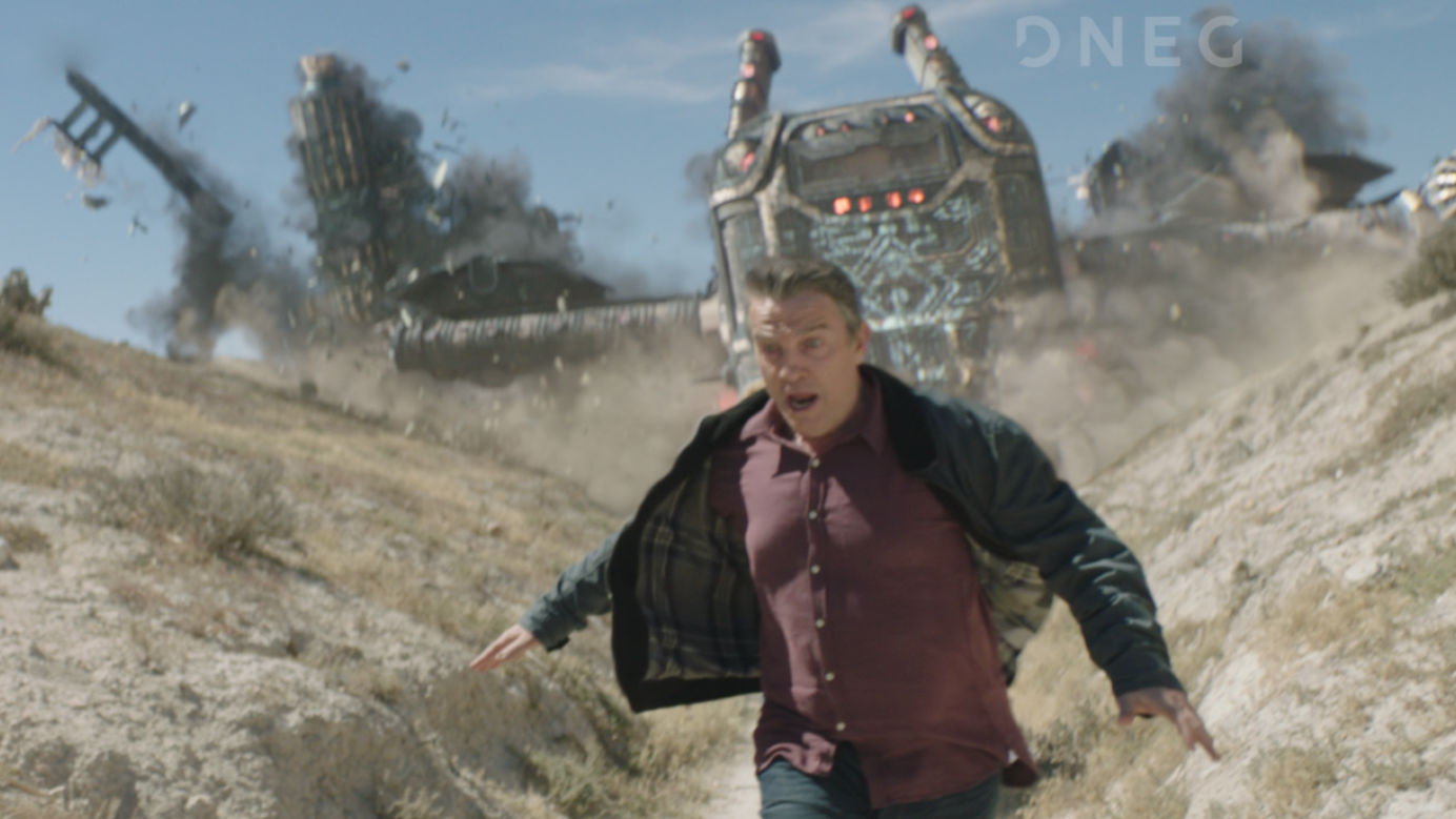 VFX course poster for Live-Action Integration showing man running from a spacechip crashing behind him.