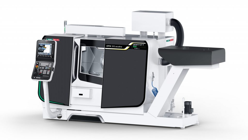 CAD visualisation of a DMG Mori CTX 310 eco milling machine.